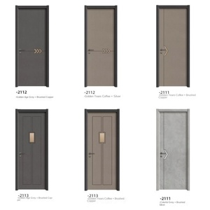 Interior hogar Oficina sala de estar y dormitorio diseño moderno madera maciza plástico pre-colgante puerta plana superficie acabada - Product Image 6