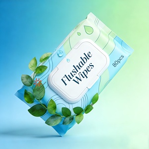 Lingettes pour bidet ménager OEM, eau ultra <span class=keywords><strong>pure</strong></span>, additif non alcoolisé, 60GSM, non tissées, <span class=keywords><strong>extra</strong></span> larges, épaisses, jetables dans les toilettes - Product Image 2