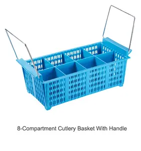 JIWINS Commercial Professional Dishwasher Cutlery Basket Plastic 8 Compartment Rack Cutlery Basket With Handle For Canteen Use
