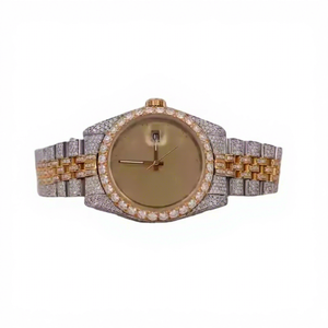 Women's Stainless Steel <b>Diamond</b> Bezel Quartz <b>Watch</b> 36mm Analog Roman Numeral Luxe Sapphire Crystal Folding Clasp - Product Image 1