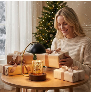 Lampe chauffe-bougie minimaliste en forme d'arc avec base en <span class=keywords><strong>bois</strong></span> pour bougies parfumées, décoration d'intérieur - Product Image 6