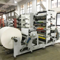 Machine d'impression flexographique automatique rouleau à rouleau pour sacs en papier, étiquettes et gobelets, 4 couleurs