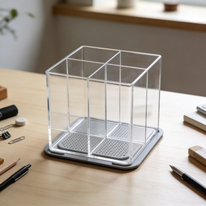 منظم تخزين مستطيل الشكل متعدد الوظائف للمنزل والمكتب، قابل للتكديس ومحمول، مصنوع من البلاستيك مع بطاقات مغناطيسية على الطراز الأمريكي - Product Image 4