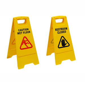 Panneau de signalisation pliable en plastique jaune personnalisé pour sol mouillé – Avertissement de sol mouillé - Product Image 1