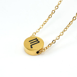 Placcato in oro con tutti i 12 simboli del <span class=keywords><strong>segno</strong></span> zodiacale su collana con ciondolo circolare gioielli regalo personalizzati gioielli in acciaio inossidabile - Product Image 6