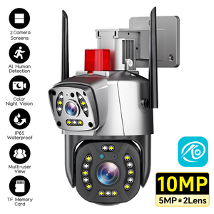 Caméra de sécurité domestique filaire à double objectif 10MP, caméra extérieure étanche WIFI PTZ CCTV, vision nocturne couleur, caméra de surveillance IP - Product Image 1