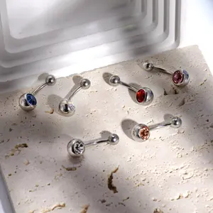 New Stainless Steel Inlaid Boutique Zircon European And American Style Navel Nails Human Piercing Jewelry Navel Ring