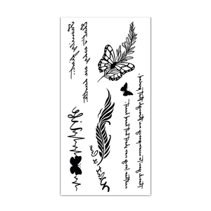 1 hoja de tatuaje temporal <span class=keywords><strong>para</strong></span> adultos, flor negra, mariposa y diseño de plantas silvestres <span class=keywords><strong>para</strong></span> arte corporal y decoración facial <span class=keywords><strong>para</strong></span> hombres y mujeres - Product Image 6