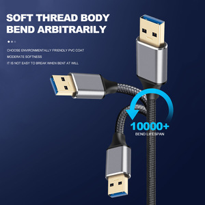 <b>Usb</b> 3.0 A Male To <b>Usb</b> 3.0 A Female Adapter Cable Black And Dark Gray Copper Weaving For Data Extension - Product Image 3