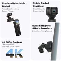 NUOVO Kit Feiyu Pocket 3, Videocamera d'Azione 4K con Stabilizzazione d'Immagine a 3 Assi, 4K60fps, 1080P 120fps, con Microfono, Indossabile
