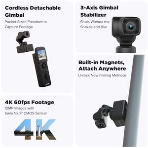 NUEVO Kit Feiyu Pocket 3, Cámara de Acción 4K con Estabilización de Imagen de 3 Ejes, 4K60fps, 1080P 120fps, con Micrófono, Portátil - Product Image 2