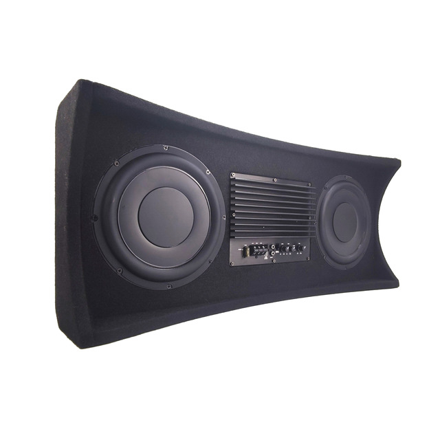 OEM 10 Inch 300W Dual Coils Loaded Wooden Car Audio Subwoofer Enclosure with SVC and Rechargeable Battery DC 12V