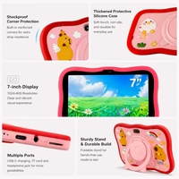 Tablet Anak 7 Inci Android 13 12GB+256GB WiFi dengan Casing Pelindung Silikon, Perangkat Pembelajaran Edukatif untuk Hiburan Anak