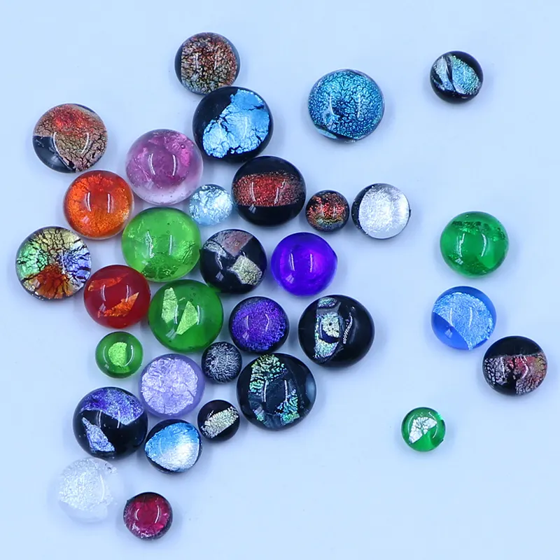 New Arrival Wholesale Handmade Murano Lampwork Flat Back Dichroic Glass Cabochon For Jewelry