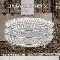 Grille de cuisson empilable à 3 niveaux en acier inoxydable 304, écologique, compatible lave-vaisselle, pour friteuse à air, plats à pâtisserie en métal