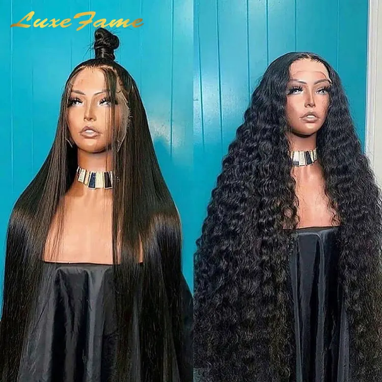 Luxefame HD Brazilian Human Hair Lace Front Wig,Deep Wave Virgin Hair Lace Wig For Black Women,Pre Pluck Lace Wig With Baby Hair