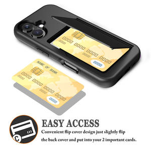 Para <span class=keywords><strong>iPhone</strong></span> 17 a prueba de golpes híbrido Tpu Pc ranuras para tarjetas Flip Invisible tarjetero fundas de teléfono para <span class=keywords><strong>iPhone</strong></span> 15pro Max cubierta de ranura para tarjeta - Product Image 3