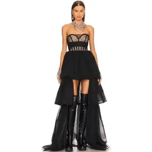 Black Strapless Mesh Skirt Evening Dress Name Slow Temperament Casual Party Toast Wedding Toast