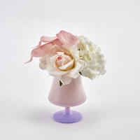Arrangement floral artificiel réaliste moderne de 240 mm pour la décoration de la maison et du bureau, prêt à l'emploi, rose, hydrangea, calla, avec vase en verre