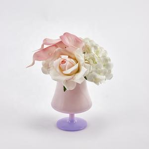 Arrangement floral artificiel réaliste moderne <span class=keywords><strong>de</strong></span> 240 mm pour la décoration <span class=keywords><strong>de</strong></span> la maison et du bureau, prêt à l'emploi, <span class=keywords><strong>rose</strong></span>, hydrangea, calla, avec vase en verre - Product Image 4