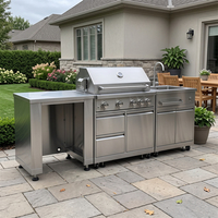 Meubles de cuisine d'extérieur modulaires haut de gamme, résistants à l'humidité, en acier inoxydable, multifonctionnels pour jardin