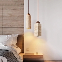 Lampu Gantung LED Modern Wabi Sabi 3-Head Batu Alam Kuning E27 Tinggi Dapat Disesuaikan Lampu Hias untuk Ruangan Rumah Bentuk Persegi