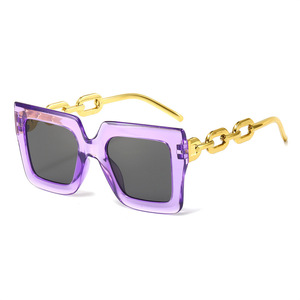 <span class=keywords><strong>Lunettes</strong></span> de soleil Hip Hop à maillons épais avec logo personnalisé, faible MOQ, monture carrée audacieuse, verres teintés, pour boutiques - Product Image 5