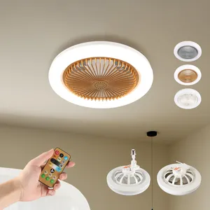 Yeni kapalı tavan vantilatörü ışık kitleri rüzgar hızı E27 soket tavan vantilatörü s ışık ile AC110-265V 30W kısılabilir ayarlanabilir 3 renk 3 LED