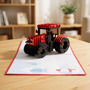 Carte pop-up 3D personnalisée Tracteur, découpe de papier artisanale pour l'agriculture, souvenir Fête des Pères - Marque Viet-craft Impression offset - Product Image 5