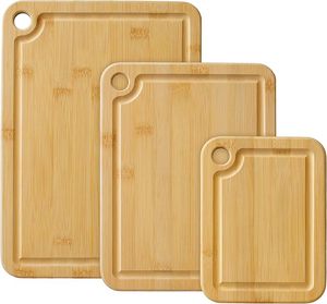 Hiện đại 3 mảnh đảo ngược tre cắt Board thiết lập hình chữ nhật thiết kế hình chữ nhật đang chặt khối cho bữa ăn chuẩn bị và phục vụ - Product Image 1
