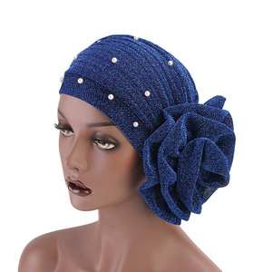 HZO-18097 De Luxe Extensible Perle À Volants Paillettes Turbans Fleur <span class=keywords><strong>Chimio</strong></span> Bonnet Chapeaux <span class=keywords><strong>Chapeau</strong></span> Casquettes Perte De Cheveux Turban <span class=keywords><strong>pour</strong></span> Femmes - Product Image 2