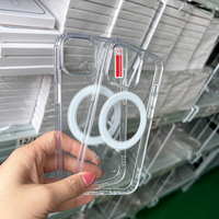 Étui de téléphone portable magnétique à chargement sans fil en acrylique transparent rigide pour iPhone 11 12 13 14 15 16 Pro Max Plus