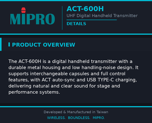 ไมโครโฟนดิจิตอลแบบมือถือ MIPRO คุณภาพสูง ACT Auto Sync ให้เสียงคมชัดเป็นธรรมชาติ พร้อมฟังก์ชันควบคุมครบครัน - Product Image 5