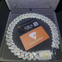 Collier en moissanite VVS personnalisé Lifeng de 24 mm, chaîne cubaine Miami en argent 925 avec diamants pour hommes, chaîne à maillons cubains