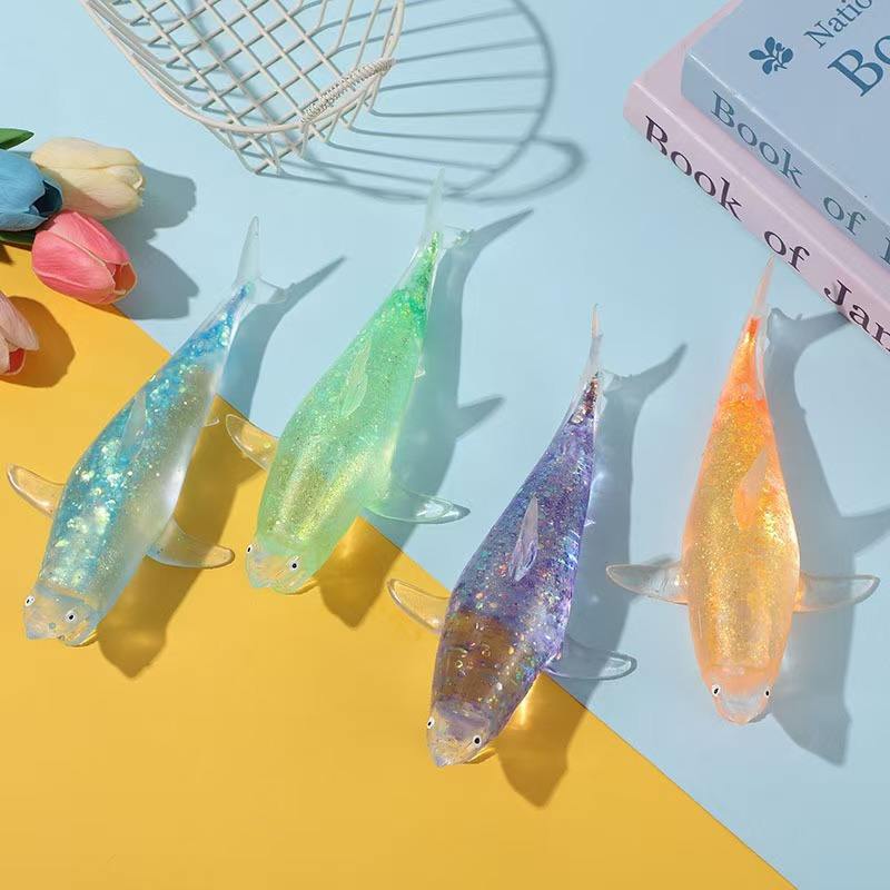 Glitter Creative Maltose Style Sea Animal Squishy Cute Shark Slow ...