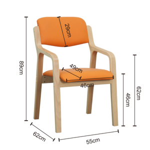 Ghế gỗ bán chạy dành cho phòng ăn, phong cách Bắc Âu, nội thất gia đình, ghế có tay vịn, mặt ngồi bằng da - Product Image 3