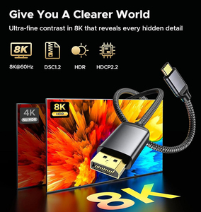 Xput Venta Caliente 8K 60Hz <span class=keywords><strong>USB</strong></span> <span class=keywords><strong>C</strong></span> a DP <span class=keywords><strong>Cable</strong></span> Tipo <span class=keywords><strong>C</strong></span> a <span class=keywords><strong>DisplayPort</strong></span> 1,4 Kable Macho a Macho para Laptop Desktop MacBook Monitor - Product Image 2
