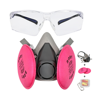 <span class=keywords><strong>Masque</strong></span> respiratoire avec filtre <span class=keywords><strong>P100</strong></span>, <span class=keywords><strong>demi</strong></span>-<span class=keywords><strong>masque</strong></span> réutilisable pour la protection contre la poussière, kit EPI pour la peinture, le travail du bois, le soudage, la construction - Product Image 1
