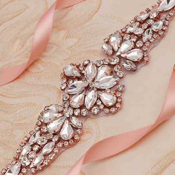 Or rose + ruban blanc cassé