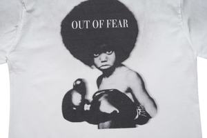 Camiseta Gráfica Vintage Lavada Personalizada con Estampado de Retrato de Boxeo 'OUT of <span class=keywords><strong>FEAR</strong></span>', Estilo Casual Oversize - Product Image 3