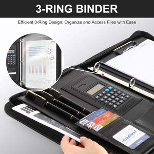Leathario Raccoglitore a 3 Anelli con 5 Fogli Protettivi, Organizer per <span class=keywords><strong>Tablet</strong></span> da 13 Pollici, Cartella A4 in Pelle Vegana, Blocco Note Multitasche - Product Image 5