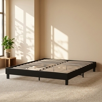 Cadre de lit de rangement minimaliste XDS OEM avec revêtement en cuir, sans tête de lit fixe, taille double complète