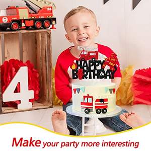Fournitures de décoration de fête d'anniversaire avec bouche d'incendie <span class=keywords><strong>camion</strong></span> <span class=keywords><strong>pompier</strong></span> casque alarme moteur gâteau Topper <span class=keywords><strong>pour</strong></span> enfants fête d'anniversaire - Product Image 5