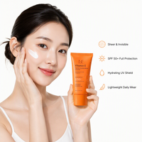 Crème solaire hydratante à la vitamine E, marque privée, 50 ml, SPF 50, éclat naturel, acide hyaluronique, non grasse, pour peaux grasses, protection solaire