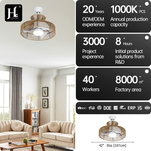 Bohemian-Style Rattan Recessed Dimmable 21-Inch LED <b>Ceiling</b> Fan with Lantern-Style <b>Lighting</b> - Product Image 3