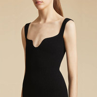 Robe d'été noire personnalisée à col carré, sans manches, élégante et décontractée, en tricot côtelé pour femmes, pull midi en tricot, design de fabricants