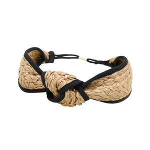 Fascia per capelli Angelina in paglia con nodo, regolabile, accessorio moda estivo da donna - Product Image 1