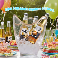 Seau à glace en plastique de haute qualité finition chromée incassable pour bière bar à vin KTV fête à la maison