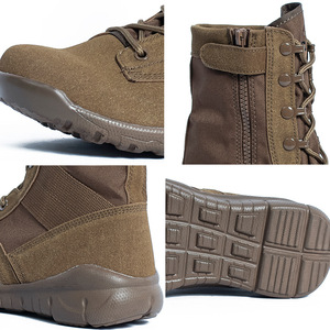 DSF27 Dark Coffee <b>Brown</b> Canvas Tactical <b>Boots</b> High Top <b>Lace</b> Up Breathable Outdoor All Seasons - Product Image 2