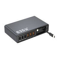 Pengisi Daya Cepat Desktop PD Kabel Ganda GaN 8 Port USB C USB A untuk iPhone Tablet Laptop Ponsel Adaptor Pengisi Daya USB